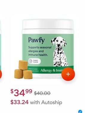 Pawfy allergy and immune treats